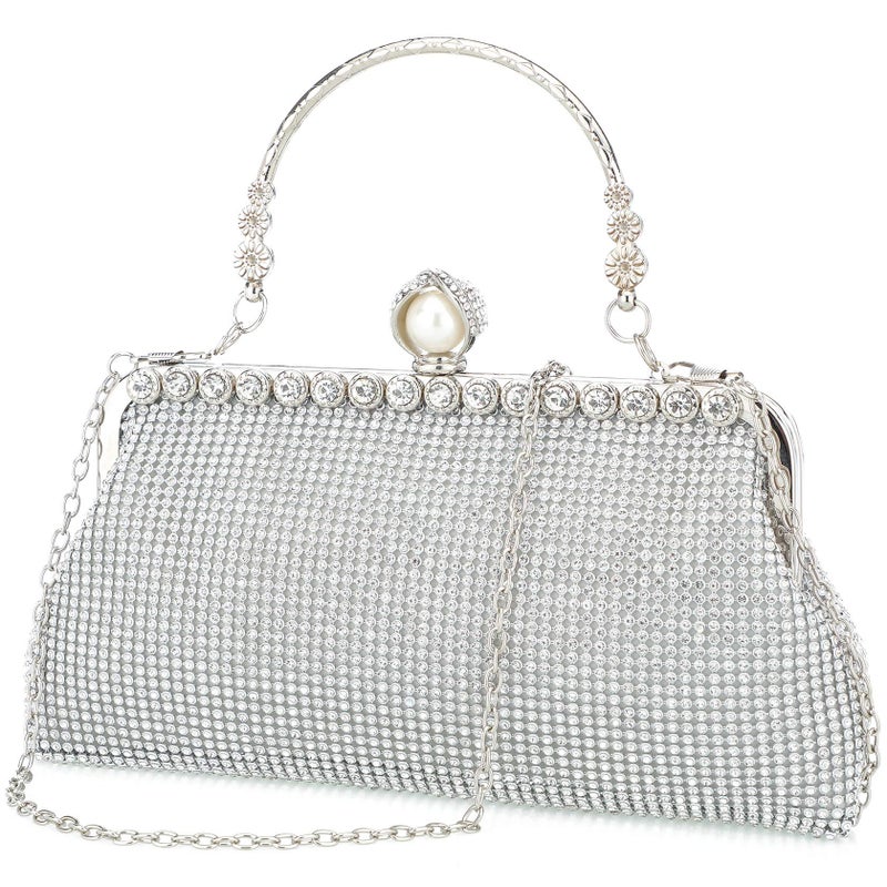 Mihawk evening bags and clutches for women evening bag purses evening clutch(Silver) - Image 1