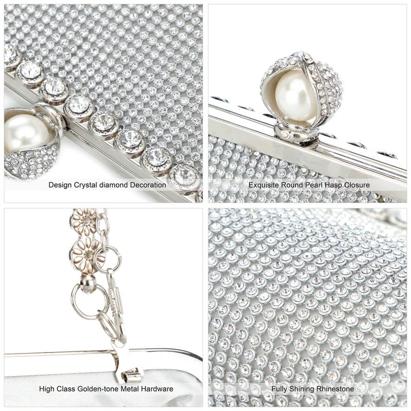 Mihawk evening bags and clutches for women evening bag purses evening clutch(Silver) - Image 5