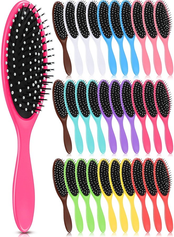 Suclain 30 Pieces Wet Hair Brushes for Women Travel Detangling Brush Soft Bristles with Cushion Base Drying Detangler Small Hair Brushes for Women, 10 Colors - Image 1