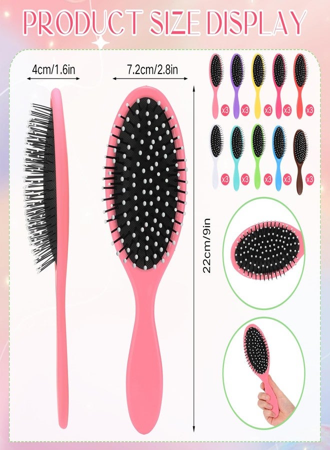 Suclain 30 Pieces Wet Hair Brushes for Women Travel Detangling Brush Soft Bristles with Cushion Base Drying Detangler Small Hair Brushes for Women, 10 Colors - Image 2