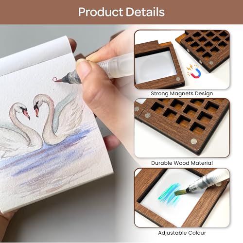 The Crafthives Watercolor Paint Set - 16 Color Mini Travel Palette with Brush, Compact Gouache & Watercolour Kit for Artists/Kids, Portable Painting Set for Home/School/Outdoor Use, Multi - Image 2