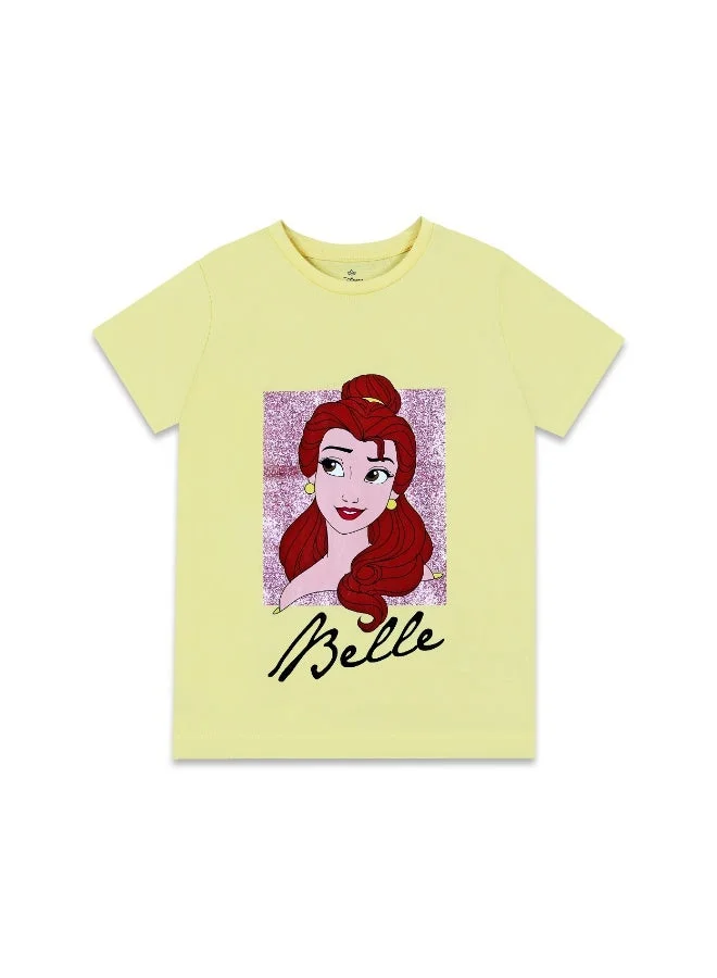 ديزني تيشيرت بناتي بأكمام قصيرة من ديزني برينسيس بيل