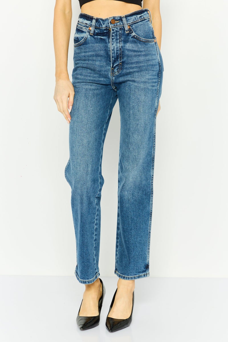 Wrangler Women Regular Fit Washed Stretchable Denim, Blue - Image 1