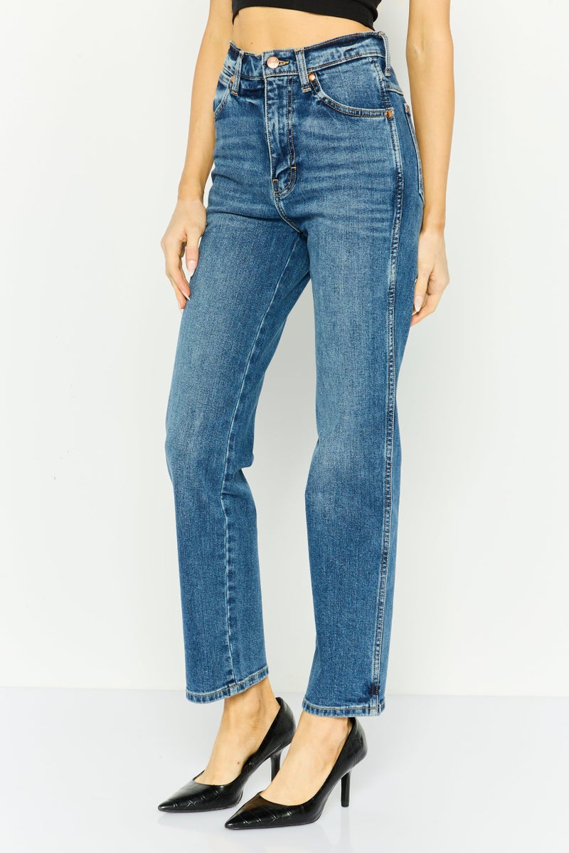 Wrangler Women Regular Fit Washed Stretchable Denim, Blue - Image 3