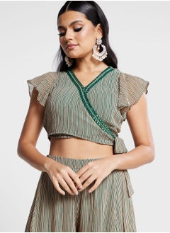 indya Striped Wrap Top & Palazzo Pants Set  - Image 3