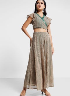 indya Striped Wrap Top & Palazzo Pants Set  - Image 5
