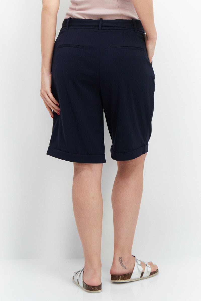 ESPRIT Women Belted Plain Basic Shorts, Navy - Image 3