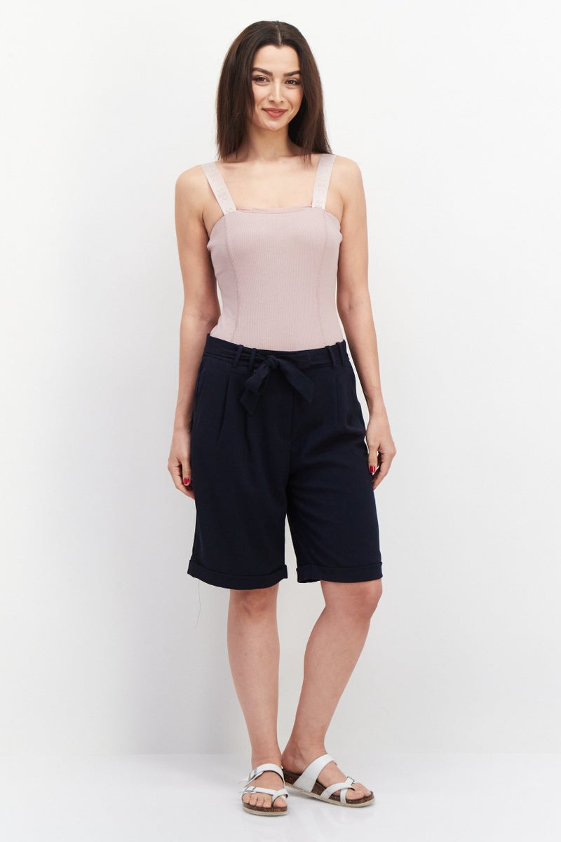 ESPRIT Women Belted Plain Basic Shorts, Navy - Image 4