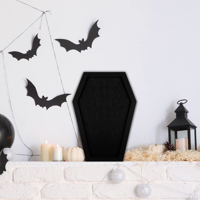 YCCYYCCY Coffin Felt Bulletin Board, Gothic Decor Bulletin Board for Table Top or Wall, Coffin Message Board with Push Pins, Gothic Decor for Home, Office, Bistro and School - Image 4