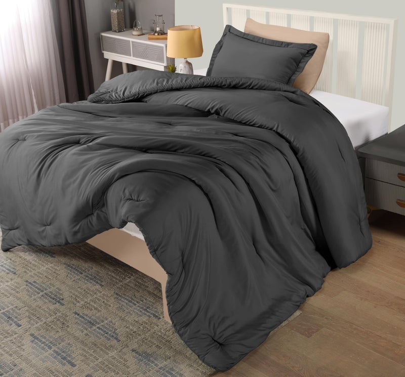 Utopia Bedding Twin Comforter Set Grey Comforters Twin Size 2 Pieces Bedding Comforters Sets Down Alternative Soft Bed Set 1 Comforter 64 x 88 inches 1 Pillow Sham 20 x 26 inches
