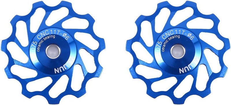 cheekyglo Rear Derailleur Pulley, Bike Bicycle Ceramic Bearing Jockey Wheel Aluminium Alloy Rear Derailleur Guide Roller 11T/13T (2pcs) - Image 1