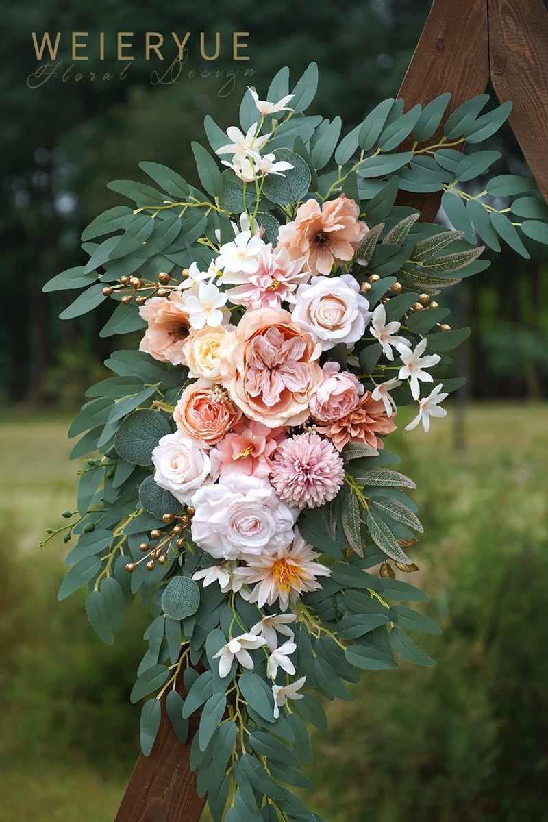 WEIERYUE Artificial Wedding Arch Flowers Kit(Pack of 2) for Wedding Arch, Bridal Shower, Ceremony and Reception Backdrop Decoration (Coral Pink) - Image 3