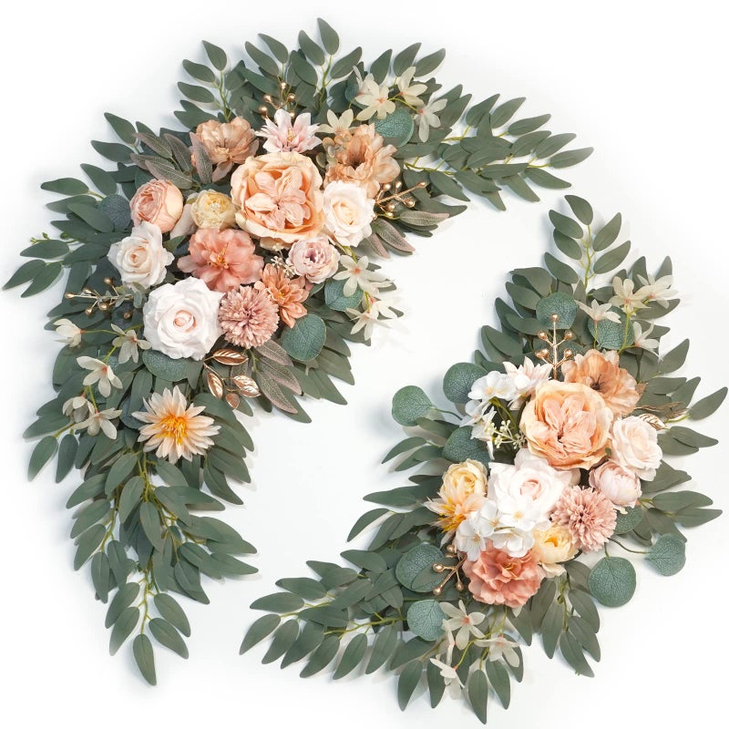 WEIERYUE Artificial Wedding Arch Flowers Kit(Pack of 2) for Wedding Arch, Bridal Shower, Ceremony and Reception Backdrop Decoration (Coral Pink) - Image 1
