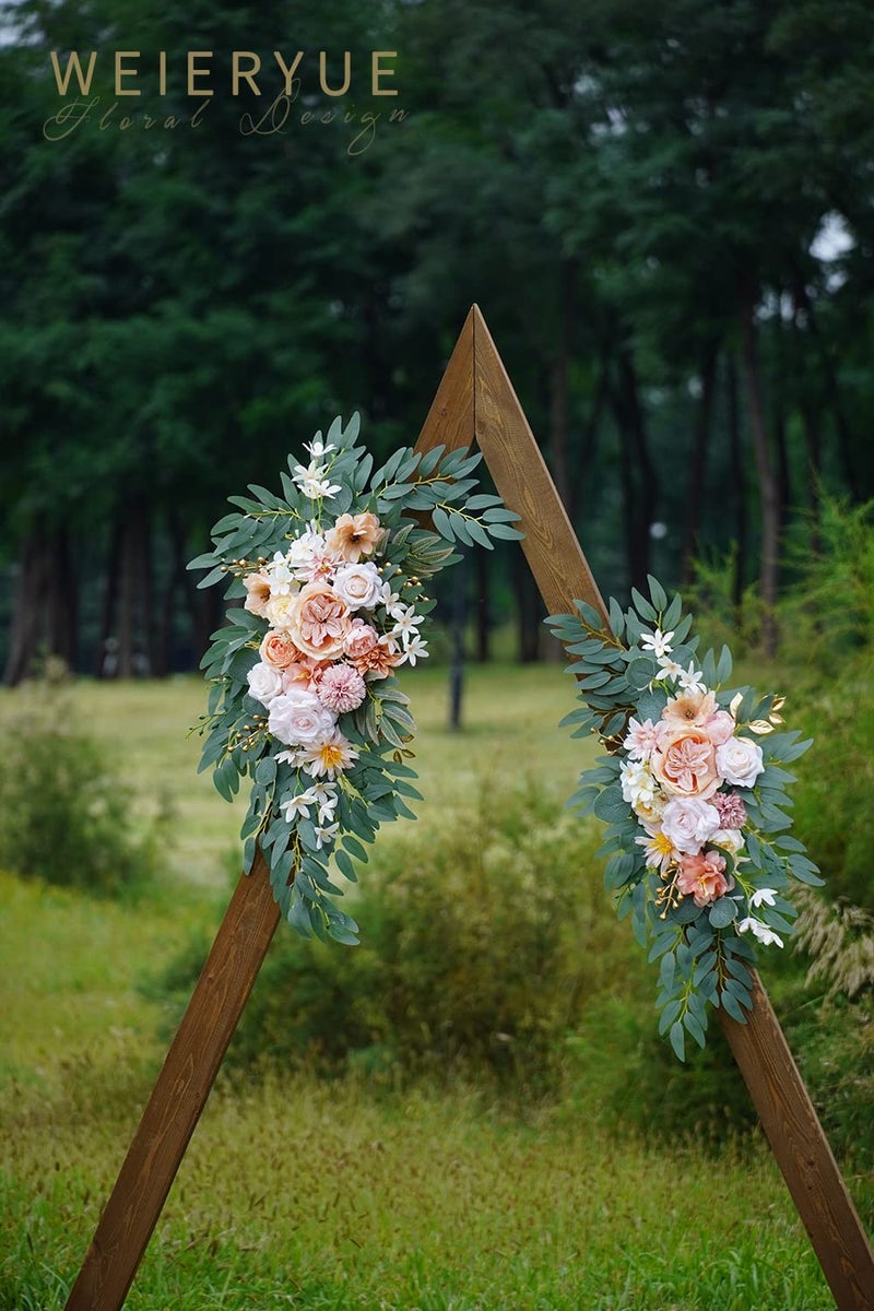 WEIERYUE Artificial Wedding Arch Flowers Kit(Pack of 2) for Wedding Arch, Bridal Shower, Ceremony and Reception Backdrop Decoration (Coral Pink) - Image 2