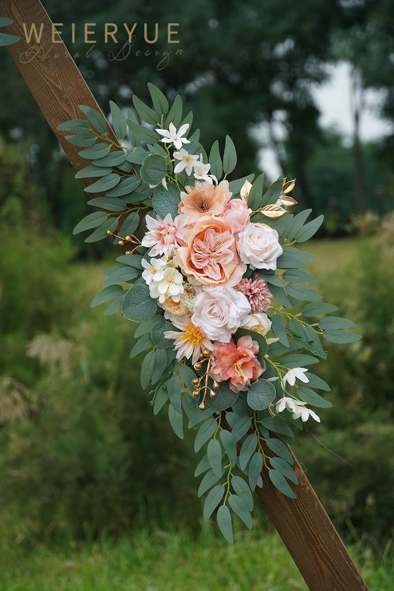 WEIERYUE Artificial Wedding Arch Flowers Kit(Pack of 2) for Wedding Arch, Bridal Shower, Ceremony and Reception Backdrop Decoration (Coral Pink) - Image 4