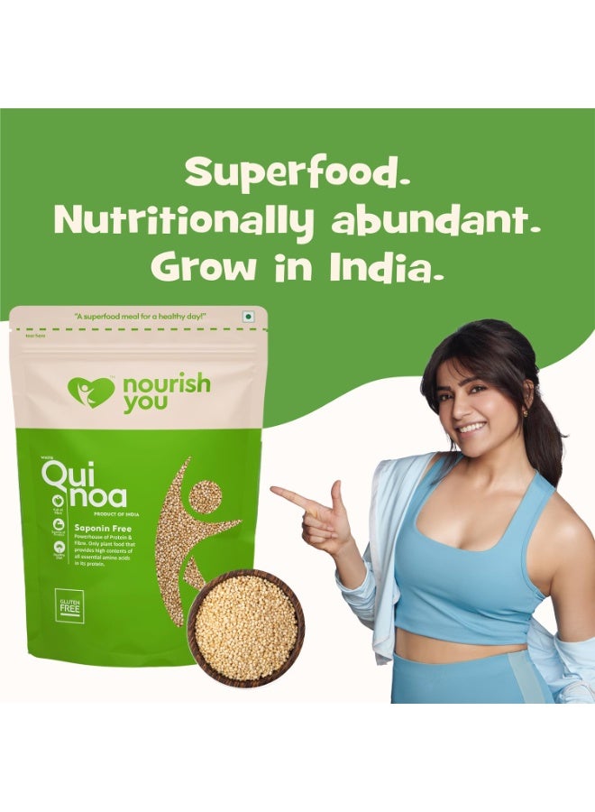 nourish you White Quinoa Seeds 500g | Raw Healthy Super Food | GlutenFree | Saponin Free | High Protein & Fiber | Diet Food | 100% Wholegrain Cereal - Image 3
