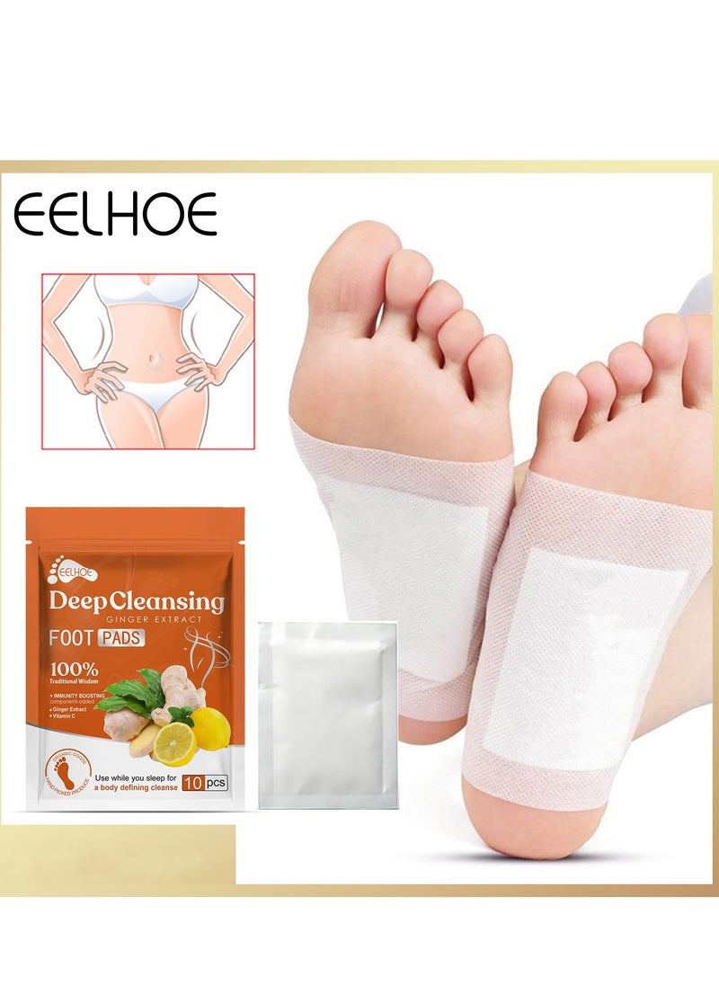 EELHOE Ginger Deep Cleansing Foot Patch relieves stress, improves sleep, foot care | Organic foot patch, bamboo vinegar and ginger powder ingredients  - Image 1