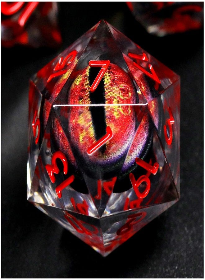 FONVGOGO Liquid Core DND Dice, Dragon Eye Dice Set D and D Sharp Edge Resin Dungeons and Dragons Dice Polyhedral Beholder's Ttrpg Die Role Playing RPG D and D Dice (Red) - Image 2