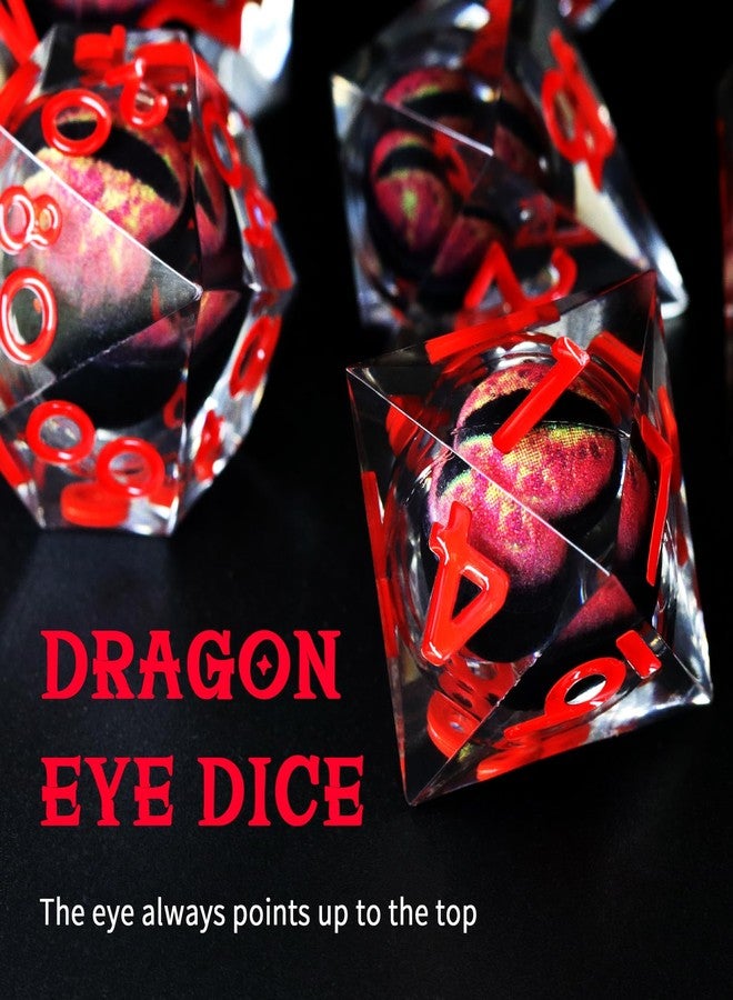 FONVGOGO Liquid Core DND Dice, Dragon Eye Dice Set D and D Sharp Edge Resin Dungeons and Dragons Dice Polyhedral Beholder's Ttrpg Die Role Playing RPG D and D Dice (Red) - Image 4