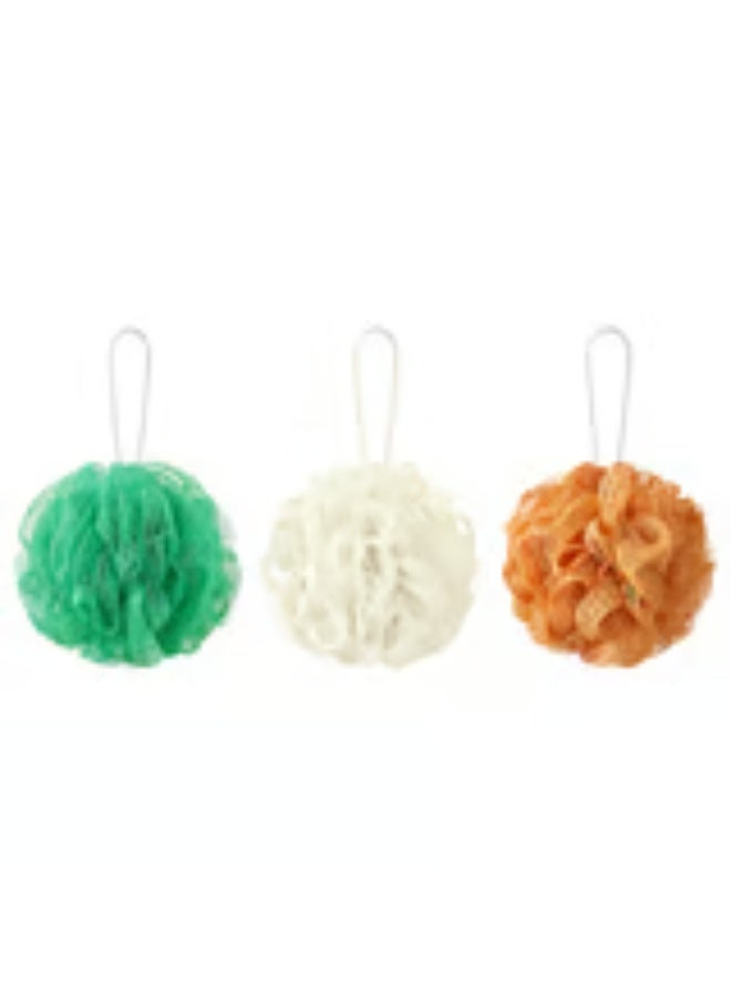 Bath sponge, 3-piece set, orange-green/white - Image 1