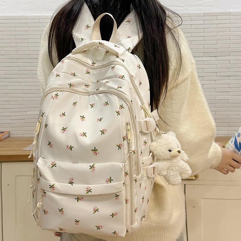 Japanese Style Ins Style Mori Style Fresh Style Floral Shoulder Bag College Style Girl'S Schoolbag College Student Travel Backpack For Women - Image 2