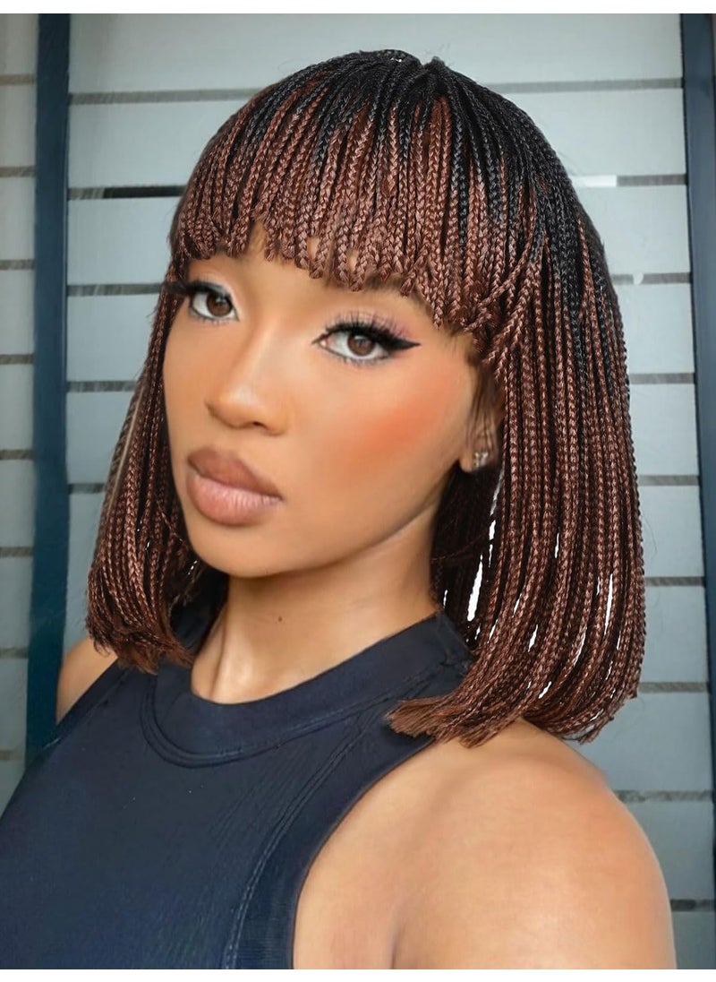 Fancy Hair Fancy Hair Braided Wigs for Black Women Short Box Braid Wig with Bangs Synthetic Bob Braid Wig for African American Women 
