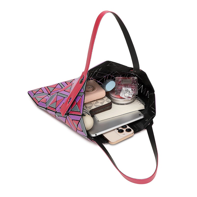 Original Factory Lifetime Same Style Geometric Rhombus New Painted Six-Grid Frosted Handbag Shoulder Bag Women'S Tote Bag - Image 4