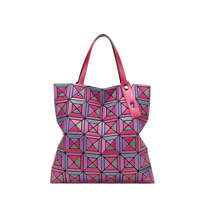 Original Factory Lifetime Same Style Geometric Rhombus New Painted Six-Grid Frosted Handbag Shoulder Bag Women'S Tote Bag - Image 1