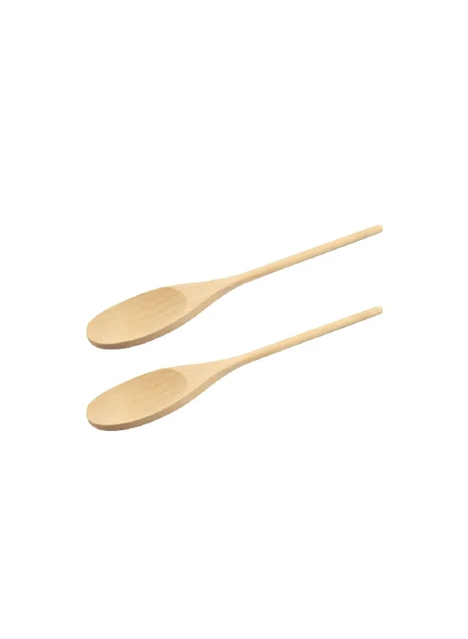 Chef Craft 2-Piece Solid Wooden Cooking Spoon Set Beige 12/14 Inch 21321