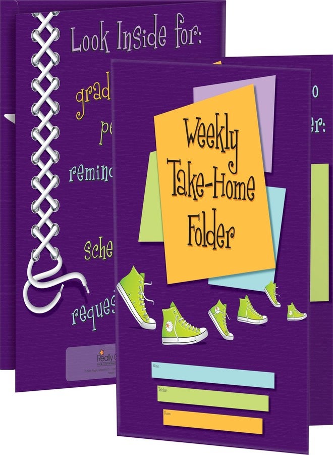Really Good Stuff Weekly Take-Home Tri-Fold 3-Pocket Folders - 12 folders - Image 1