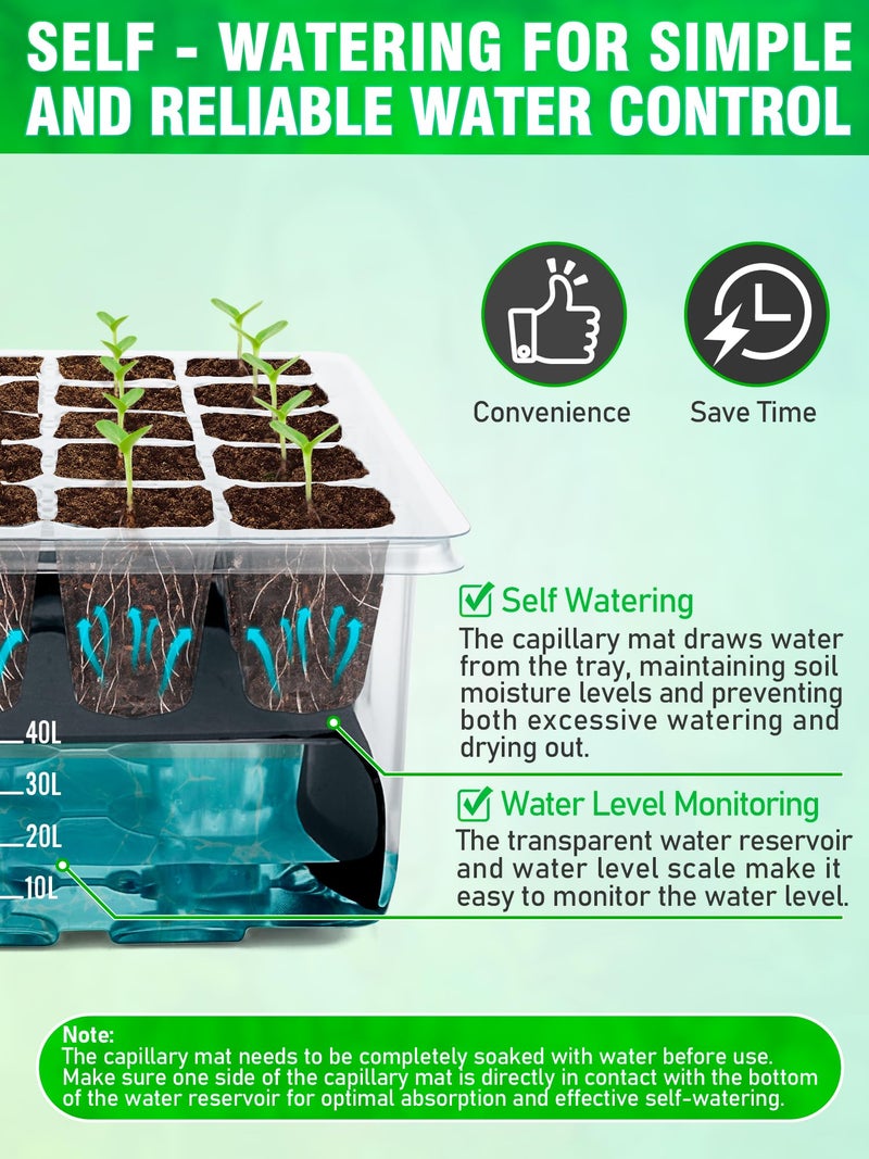 Hugbow Self-Watering Seed Starter Tray with Grow Light and Heat Mat, 80-Cell Plant Starter Trays Seed Starter Kit, Seed Starter Tray for Seed Starting, Plant Germination & Seedling Growing, 2 Pack - Image 3