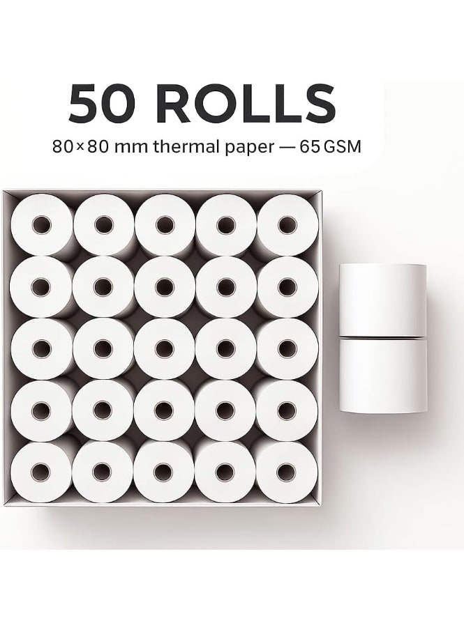 Aoura Grp AOURA 80x80 mm Thermal Label Rolls | 50 Rolls | Vegetable Scale & POS Receipt Paper | Compatible with PDQ, EPOS, EFTPOS, Credit Card Machines - Image 3