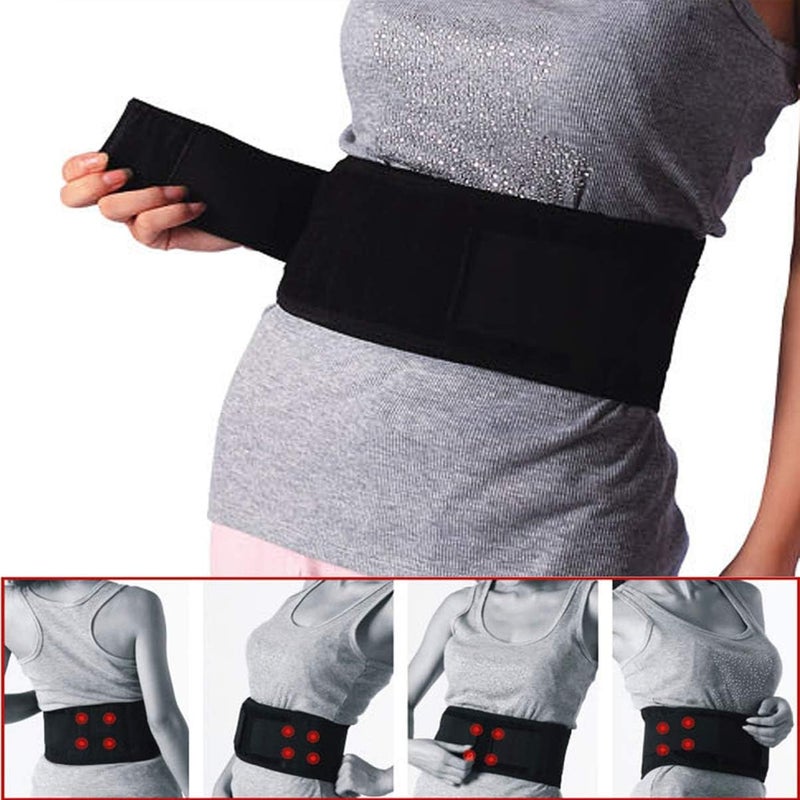 comfrt Lower Back Brace Adjustable Elastic Waist Belt Self-Heating Magnetic Support Straps for Unisex M (Black) Back Brace - Image 2