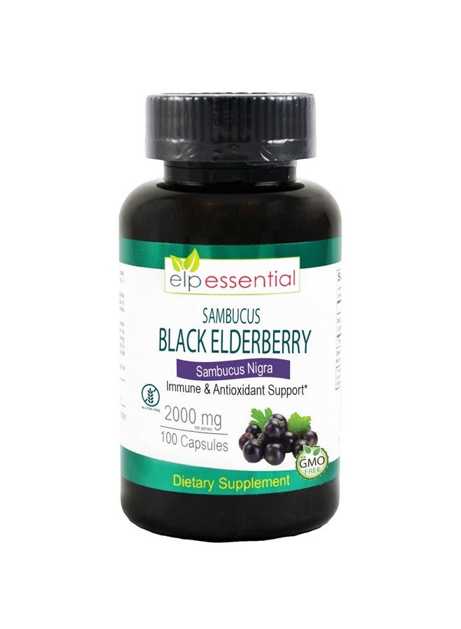 ELP ESSENTIAL Black Elderberry Capsules 2000mg | 100 Count | Super Concentrated Sambucus Extract,Antioxidant and Immune - Image 1