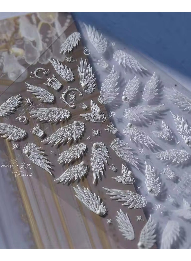 Goolsky Flash Dreamy Freedom White Swan Wing High Quality Nail Stickers Nail Art Decoration Decals Design MS-666 - Image 2