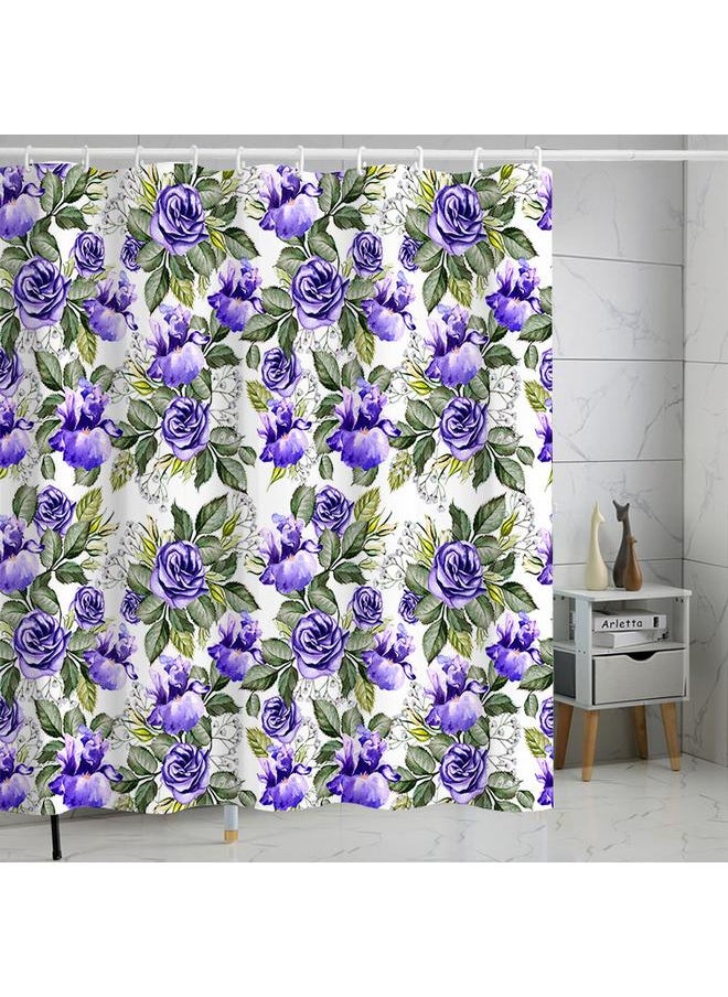 Bluejw Polyester Shower Curtain  Explosions Flowers And Plants Watercolor Bathroom Four-piece Dry And Wet Separation Isolation Waterproof Bath  - Image 1
