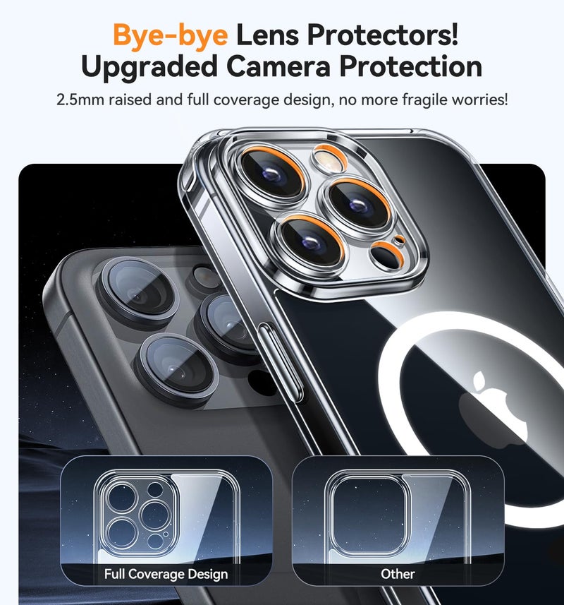 CANSHN Magnetic for iPhone 16 Pro Max Case Clear, Upgraded [Full Camera Protection] [Compatible with Magsafe] Non-Yellowing Protective Shockproof Bumper Phone Case 6.9 inch - Clear - Image 5