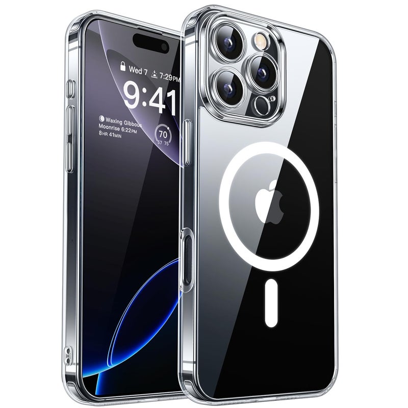 CANSHN Magnetic for iPhone 16 Pro Max Case Clear, Upgraded [Full Camera Protection] [Compatible with Magsafe] Non-Yellowing Protective Shockproof Bumper Phone Case 6.9 inch - Clear - Image 1