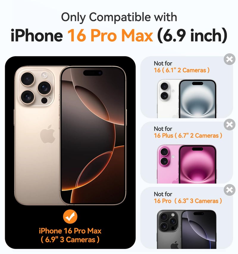 CANSHN Magnetic for iPhone 16 Pro Max Case Clear, Upgraded [Full Camera Protection] [Compatible with Magsafe] Non-Yellowing Protective Shockproof Bumper Phone Case 6.9 inch - Clear - Image 2