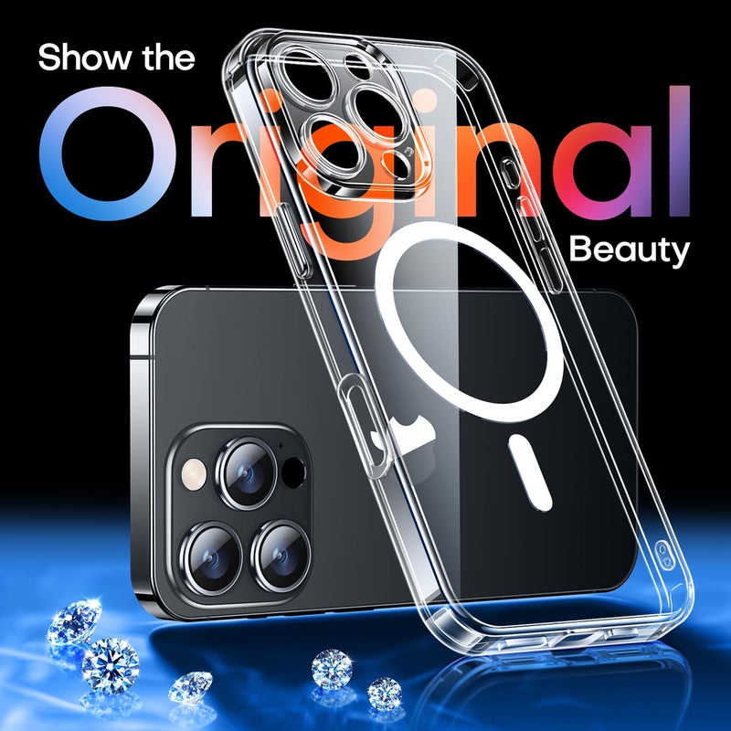 CANSHN Magnetic for iPhone 16 Pro Max Case Clear, Upgraded [Full Camera Protection] [Compatible with Magsafe] Non-Yellowing Protective Shockproof Bumper Phone Case 6.9 inch - Clear - Image 3
