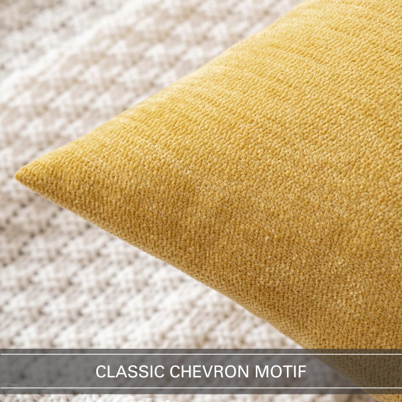 MIULEE Pack of 2 Mustard Yellow Decorative Pillow Covers 12x20 Inch Soft Chenille Couch Throw Pillows Farmhouse Cushion Covers for Home Decor Sofa Bedroom Living Room - Image 2