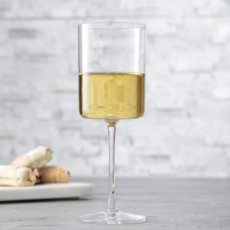 JoyJolt JoyJolt Claire 11.4oz White Wine Glass Set. Crystal Glasses. Elegant Stemware Stemmed Wine Glasses Made in Europe. Unique and Modern Wine Glasses with Stem. Set of 2  - Image 4