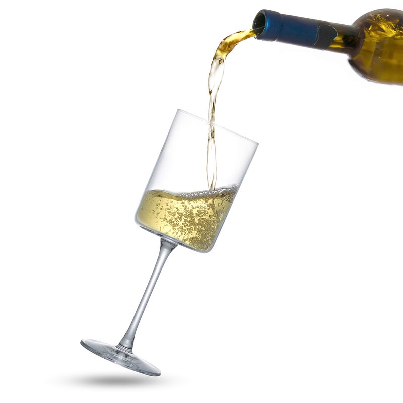 JoyJolt JoyJolt Claire 11.4oz White Wine Glass Set. Crystal Glasses. Elegant Stemware Stemmed Wine Glasses Made in Europe. Unique and Modern Wine Glasses with Stem. Set of 2  - Image 3