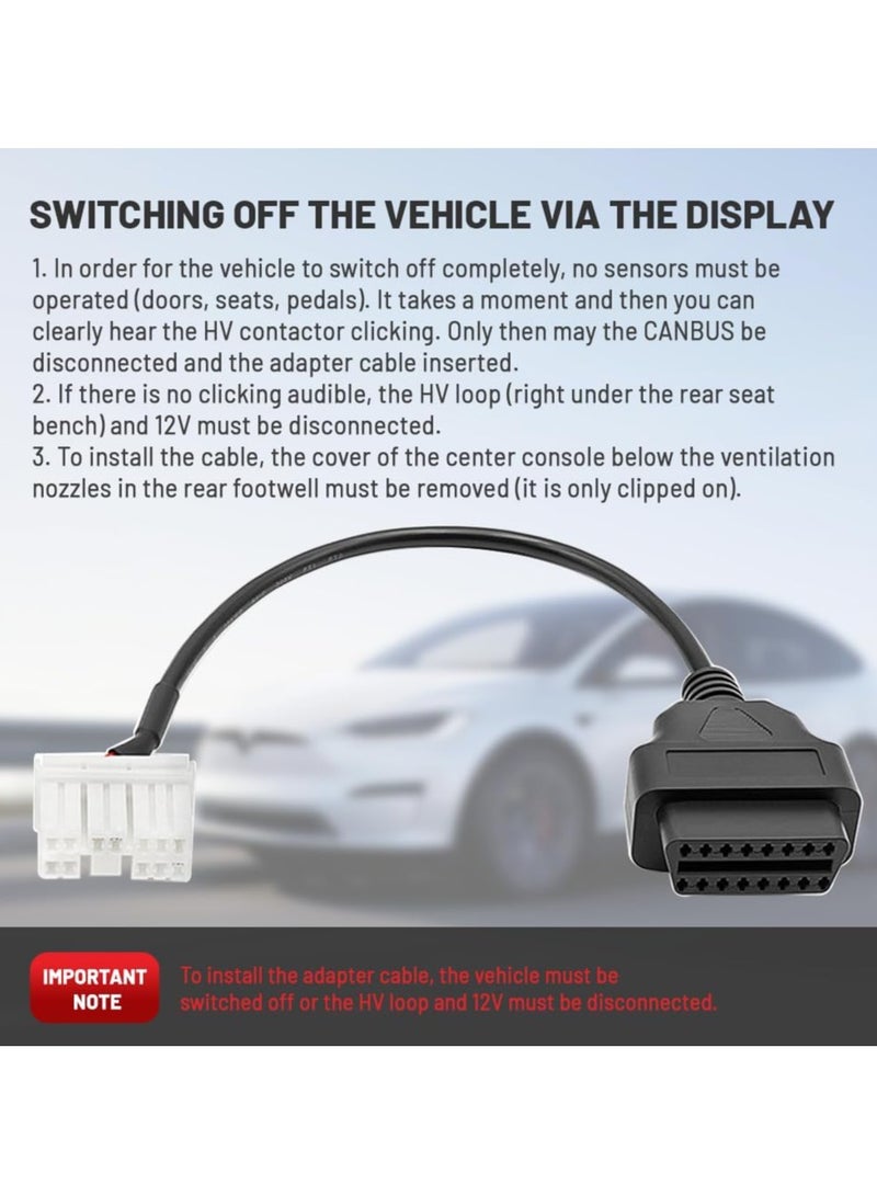 Generic 12Pin OBD2 Adapter Cable for Tesla 2012-2015 Tesla Model S/X Diagnostic Cable Scan My Tesla All OBD2 Protocol  - Image 3