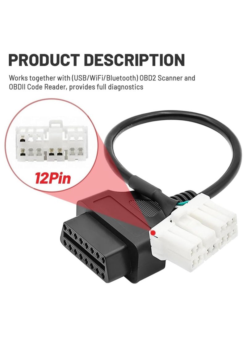 Generic 12Pin OBD2 Adapter Cable for Tesla 2012-2015 Tesla Model S/X Diagnostic Cable Scan My Tesla All OBD2 Protocol  - Image 4