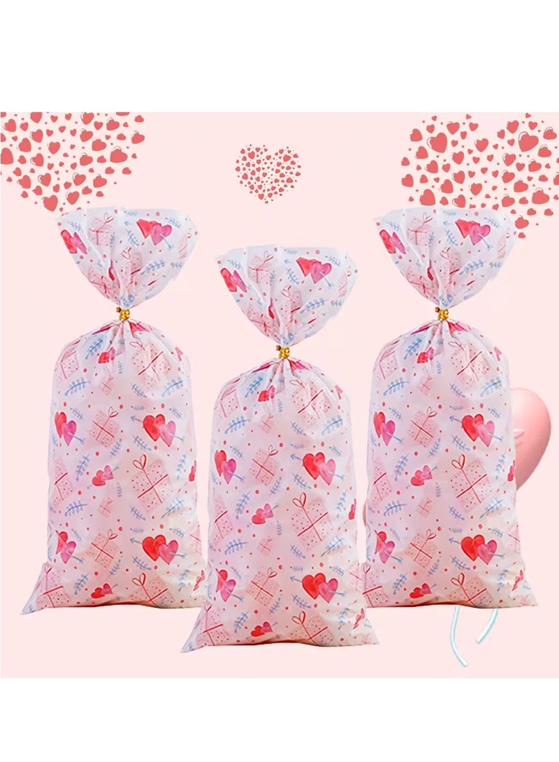 2025 Valentine's Day Romantic Gift Bags Candy Snack Packaging Bags Plastic Bags 100 Pcs - Image 2
