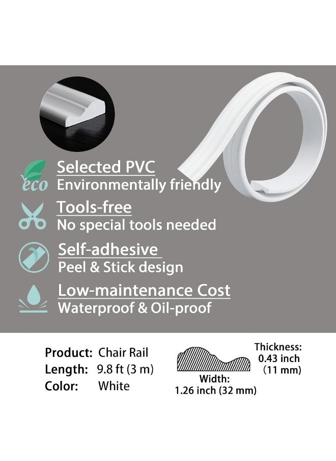 Generic Flexible Wall Molding Trim  Chair Rail | Peel and Stick Self-Adhesive Panel Moulding | DIY Home Decor on The Cabinet Door Mirror Frame, 9.8 ft x 1.3 in  - Image 1