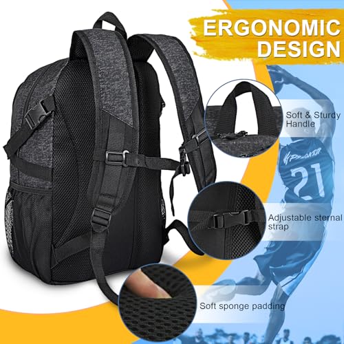 Goloni Basketball Backpack,Large Basketball Bag with Ball Compartment & Shoe Compartment,Sports Bag Fit Volleyball, soccer - Image 4