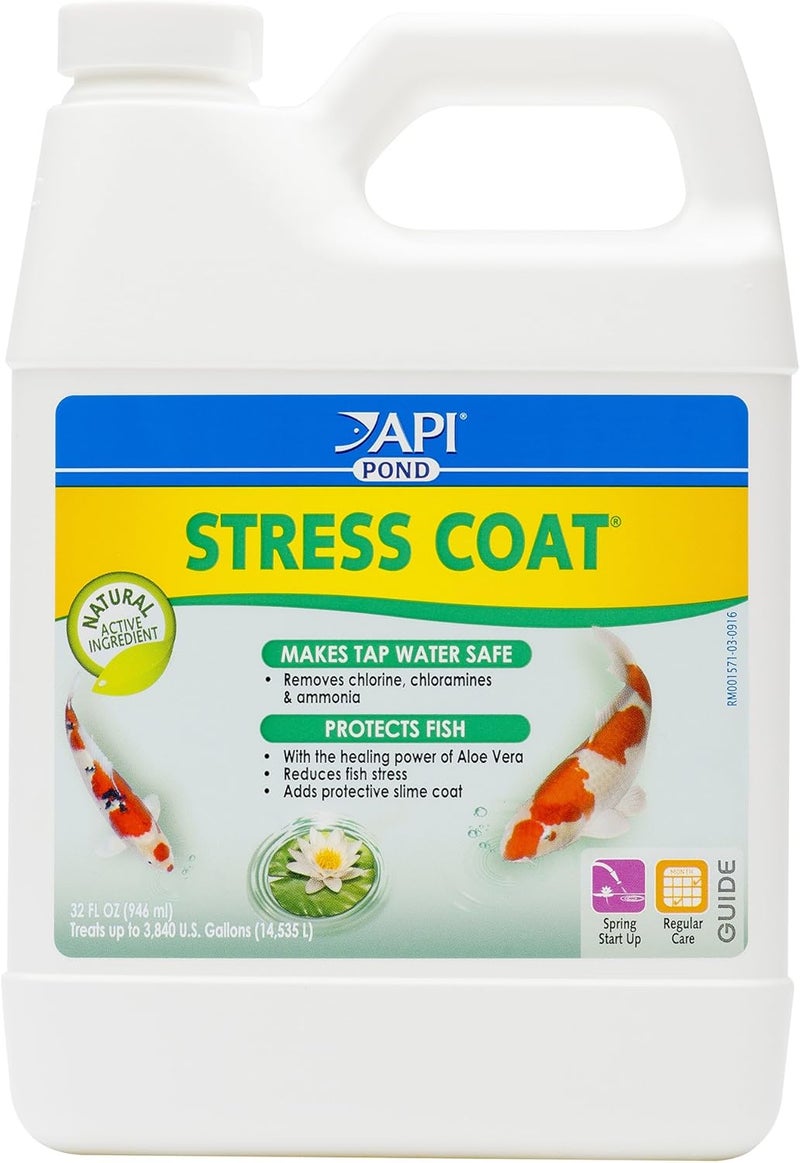 API POND STRESS COAT Pond Water Conditioner - 32 Ounce Bottle for Fish Health - Image 1