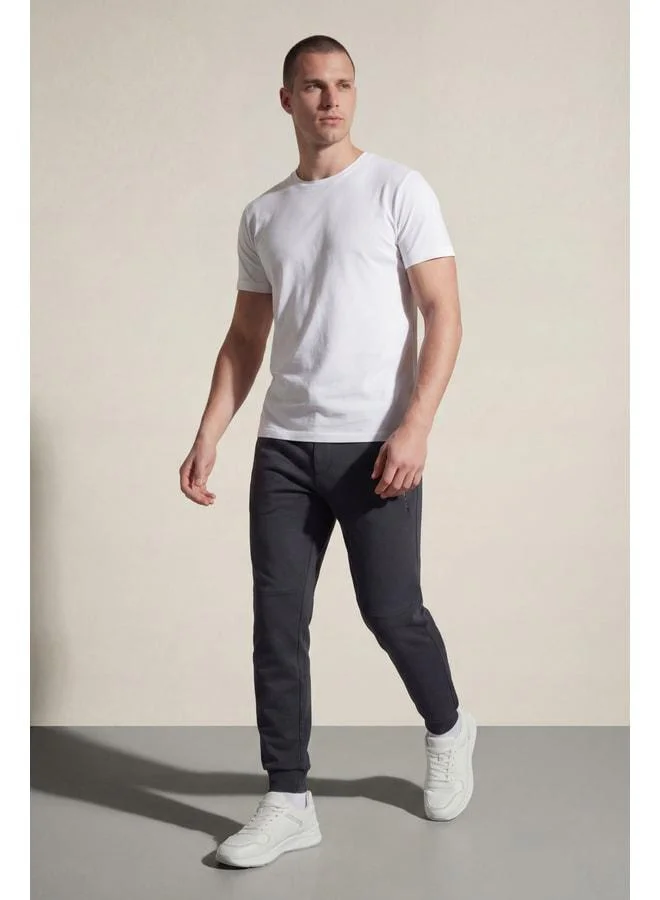 Mmetalic  Men's Anthracite Standard Fit Regular Cut Jogger Sweatpants with Zip Pocket and Elasticated Ankles. for Men | Best Price UAE